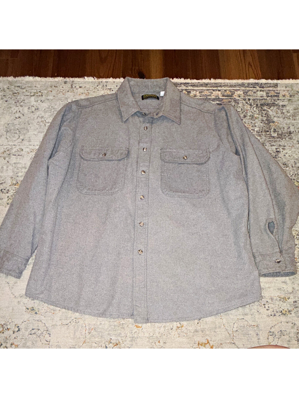 Private Property Men's Gray Flannel Cotton Button-Up Shirt 2XL Big Pockets A357